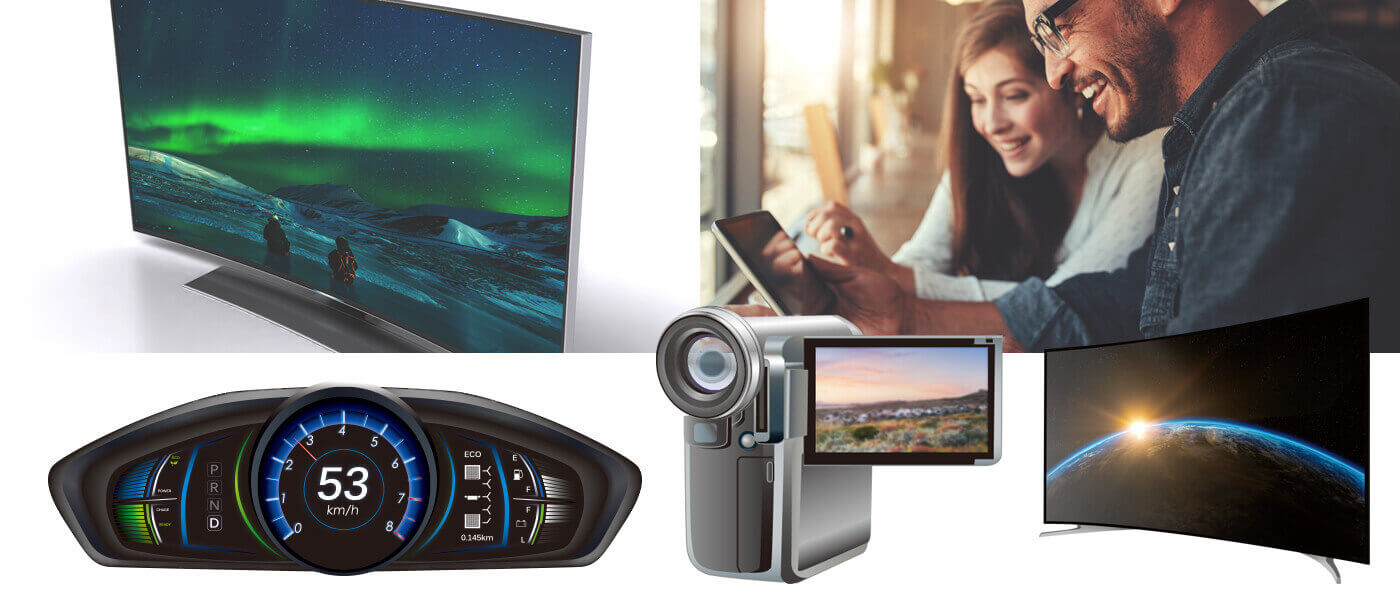 蓝碧石科技的有机EL显示用驱动器适用于大型电视、笔记本电脑、平板电脑、工业设备、车载显示器等应用